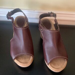 M.P.S. Brown Wedge Sandals.